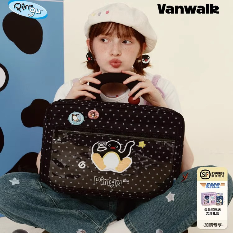Vanwalk Pingu Niche Design Penguin Backpack for Girls ins Casual 16inch Laptop Bag
