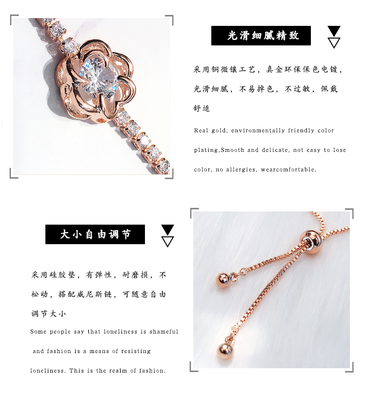 Thời trang zircon pha lê bracelet nữ Hàn Quốc phiên bản của cá tính đơn giản tính khí sinh viên hoang dã bracelet Sen tay trang sức vòng tay