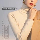 Бархатный базовый приятный телу флисовый демисезонный белый лонгслив, высокий воротник, увеличенная толщина, в западном стиле