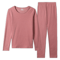 Middle-aged and elderly womens autumn clothes and autumn pants womens suit thin moms heating thermal underwear plus velvet German bottoming shirt mens winter
