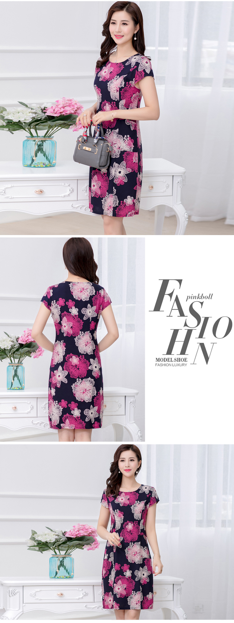 Trung niên và người già bông váy mùa hè cotton lụa nightdress mẹ nạp bông lụa ngắn tay dịch vụ nhà lỏng đồ ngủ