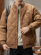 Men's Winter Cotton Jacket, American Retro Style, Coffee Color, Couple's Baseball Jacket, Trendy Brand, Diamond Plaid, Thickened and Warm Coat for Men