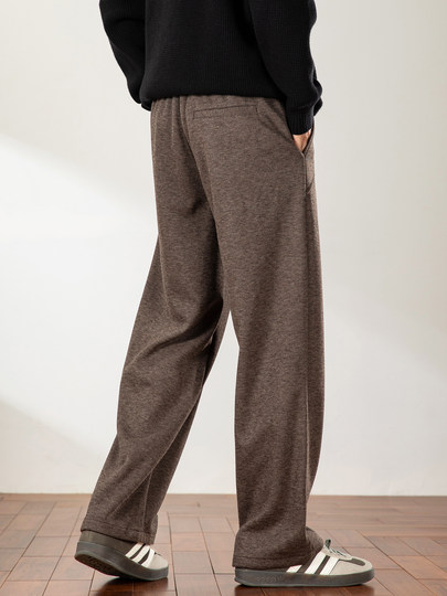 Heavy woolen drapey casual pants for men 2025 new autumn and winter straight loose and velvet thickened commuting trousers