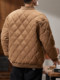 Men's Winter Cotton Jacket, American Retro Style, Coffee Color, Couple's Baseball Jacket, Trendy Brand, Diamond Plaid, Thickened and Warm Coat for Men
