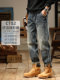American Retro Jeans 2025 New Men's Autumn Washed Distressed Straight Leg Loose Trendy Brand Youth Casual Pants
