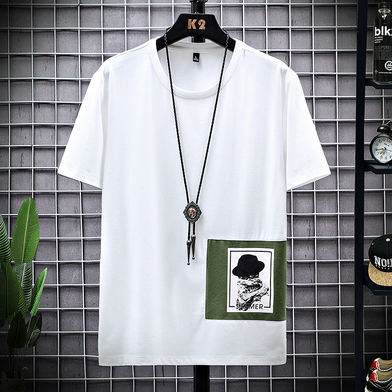 2020 người đàn ông thủy triều t-shirt nam đường phố retro hip-hop sóng quốc gia phim hoạt hình lỏng lẻo bông lăm điểm của nam giới ins tay áo ngắn