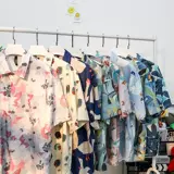 Брендовая летняя шелковая дышащая японская ретро рубашка, короткий рукав, цветочный принт