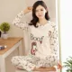 Mùa xuân và mùa thu cotton nữ quần dài tay đồ ngủ Hàn Quốc phim hoạt hình cotton mỏng phần dịch vụ tại nhà