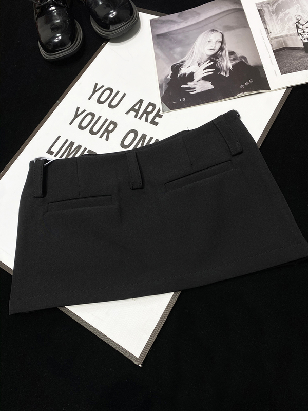 Cca LAOSHU Hot Girl Style Super Sexy Basic Low-Waist Skirt Sexy Pure Desire Black Mini Skirt Suit Skirt
