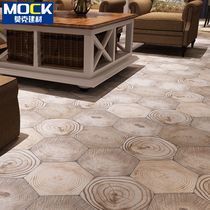 Hexagon tile wood grain tile balcony imitation wood floor tiles antique floor tiles toilet background wall tiles imitation solid wood non-slip