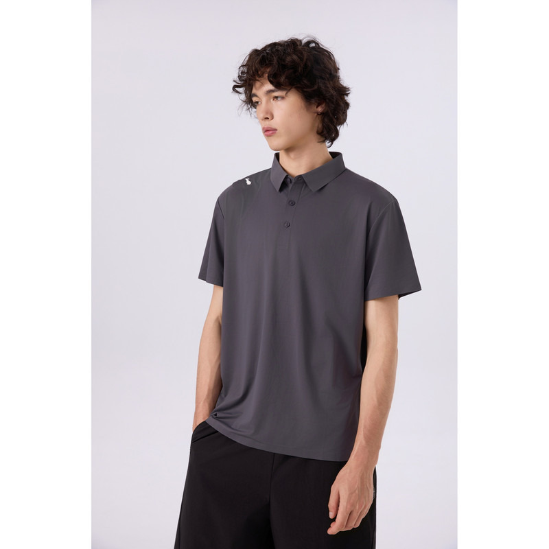 Yishudian* Comfortable and Stylish Waffle-Pattern Ice Silk Technology Quick-Dry Seamless + Silicone Label Three-Button Polo T-Shirt