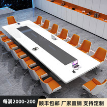 Baking varnish conference table long table simple modern furniture white medium and large negotiation table conference room office desk and chair combination