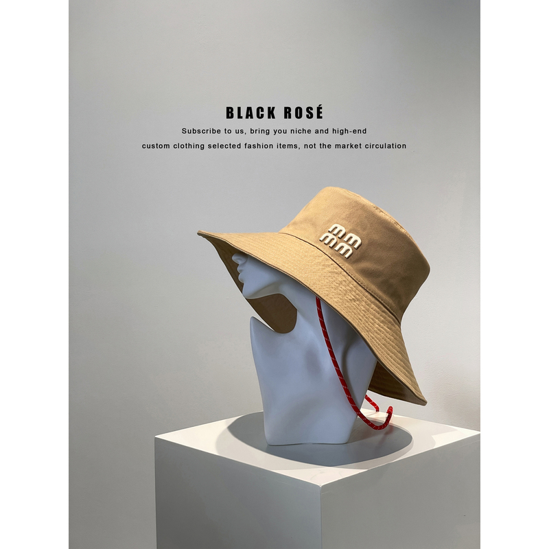 Black Rosé / Top-Tier Model, Three-Dimensional Embroidered Drawstring Bucket Hat, Outdoor Sun Protection Visor Hat for Men and Women