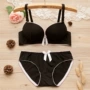 Sexy tập hợp không có vòng thép bra cô gái phần mỏng học sinh trung học dễ thương bra Nhật đồ lót đồ lót phù hợp quần chip ren