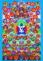 Customized bardo photo paper printing double-sided plastic sealing Thangka portraits of hundreds of civil and military figures wooden table scroll hanging paintings