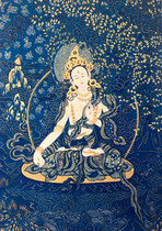 Customized White Mother portrait photo paper plastic seal Buddha painting crystal table Tantric Thangka knot