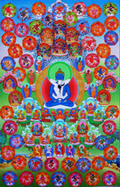 Custom Zhongyin Wenwu hundred altar city portrait Tibetan Tantric Thangka Photo paper plastic Buddha painting marriage