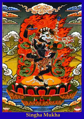 Customized lion face empty protress portrait thangka Tibetan Buddhism tantric pictures lotus flower hair care Buddha painting