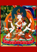 Customized Zunsheng Buddhas portrait photo paper plastic seal tantric thangka longevity three statues painting knot