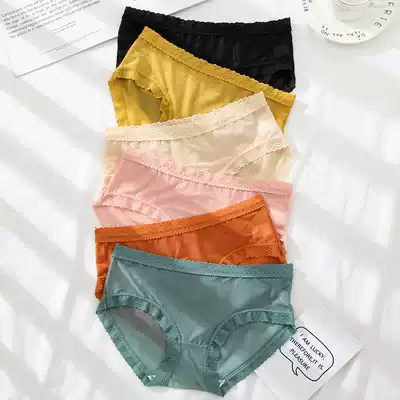 Underpants women lace breathable silk cotton crotch thin women comfortable Ice Silk quick dry seamless sexy lady breifs