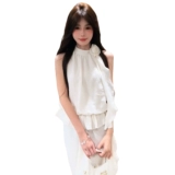 Высококачественное белое платье с подвесным воротником для отдыха на море для детей, лето 2025, новинка популярного горячего стиля, длинная юбка