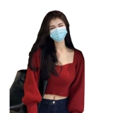 Рождественский короткий красный демисезонный трикотажный свитер, изысканный стиль