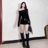 Черное осеннее платье, 2025 года, городской стиль, изысканный стиль, по фигуре