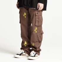 NSTNEW START blood drop hot drill multi-pocket overalls loose casual mens and womens all-match straight hip-hop trousers
