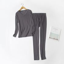 Autumn middle-aged and elderly mens autumn trousers set dad thermal underwear modal thin cotton loose size