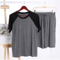 Modal mens suit can be worn outside stitching short-sleeved shorts thin home clothes loose sports large size pajamas