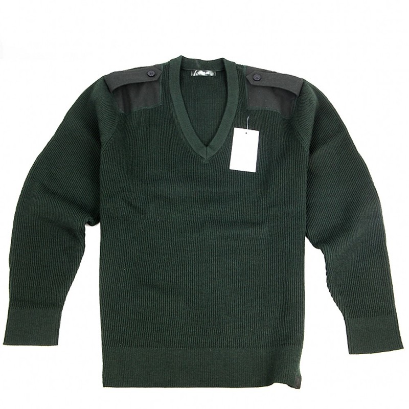 Dry Outdoor Fir Autumn and Winter Green Thickeneded Pine Branch Casual Collar Dark Green Fleece Sweater Pure Wool Sweater V