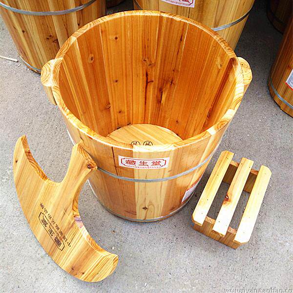 Tibetan chapel with lid with stool thickened with high 40CM fragrant cedar wood Bubble foot wood Foot Bath bath Wooden Basin