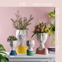 URI Resin Vase Art people like Sculpture Flower Pots Balcony Garden Decorated Dry Flower Flower Arranger Home Pendulum