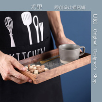 URI walnut glass embossed tray vintage wooden paddles table top cosmetics home storage tray