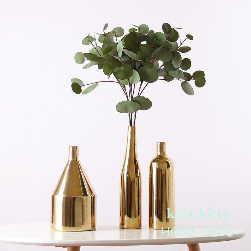 ins Nordic minimalist plated gold geometric abstract Decorative Creative Ceramic Vase Designer Sample-like room hem