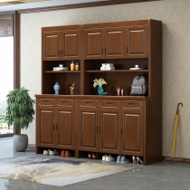 Solid wood shoe cabinet multilayer large capacity household entry into household Housekeeping Cabinet Shoes Cabinet integrated by wall Balcony Containing Lockers