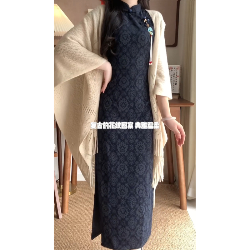 Cheongsam Shawl for Women, 2026 New Style, Suitable for Air-Conditioned Rooms and Offices, Knitted Ethnic Style White Cape, Thin Version