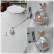 Link 2 Natural Pearl Baroque Seedless Petal Necklace Pendant Pendant One Piece No Chain No Returns