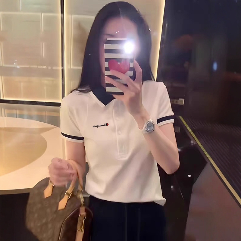 Champion White Polo Shirt, Regular Shoulder Short-Sleeve T-Shirt for Women, 2026 New Summer Sports Casual High-End Top