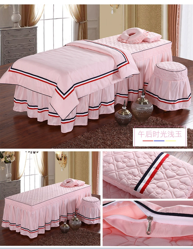 Hepu beauty bed cover bốn bộ màu đơn giản thẩm mỹ viện massage giường đơn giản bao gồm bốn bộ lõi bông mỏng phong cách châu Âu