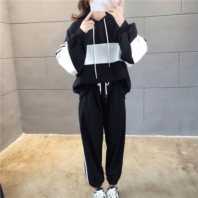 VK旗艦店 韓系百搭拼色連帽薄款寬鬆單品長袖上衣