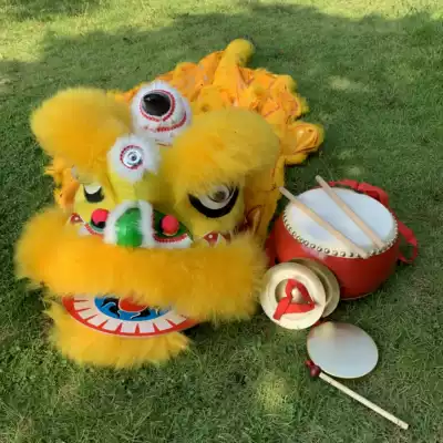 New 6 inch 8 inch wool lion children's lion head drum play dance lion dance lion lion dance south lion Foshan lion lion Foshan lion drum gongs