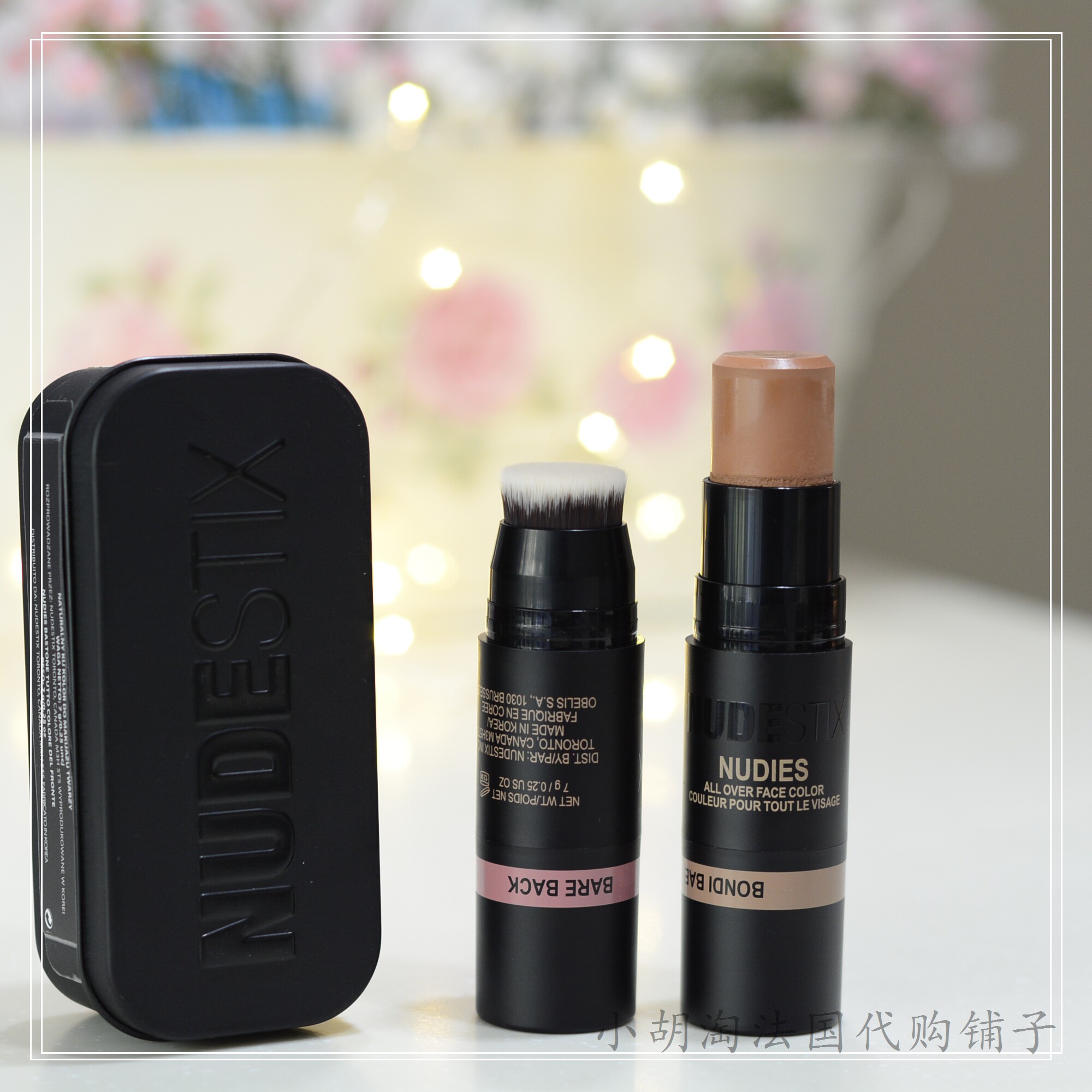 (Ding) NUDESTIX DOUBLE HEAD WITH BRUSH FACE BLUSH RED FIX WITH HIGH LIGHT POWDER BOTTOM STRIP ALL OVER FACE