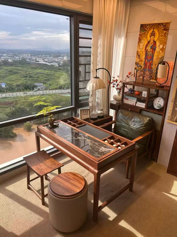 New Chinese-Style Solid Wood Tea Table and Chair Set for Home Living Room, Balcony, Small Apartment, Tea Table, Office Tea Table New Chinese-Style Solid Wood Tea Table and Chair Set for Home Living Room, Balcony, Small Apartment, Tea Table, Office Tea Table