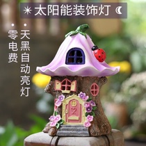 Creative Solar Shining House Mushroom Pendulum with outdoor Balcony Resin Handiwork Decoration Waterproof Garden Courtyard