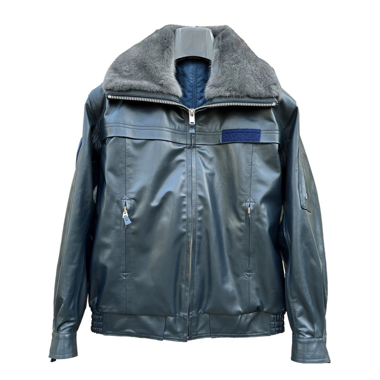 Winter Pure Color Youth Middle-aged Casual Warm Pull Chain Turd Collar Fur Collar Leather Jacket Leather Jacket