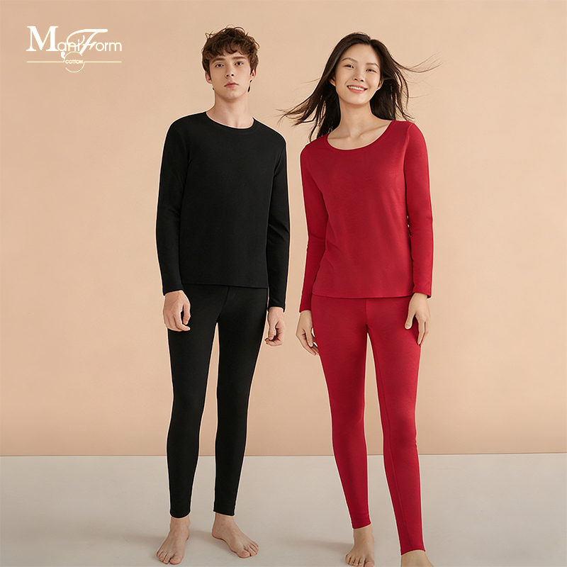 曼妮芬红色本命年保暖内衣秋衣秋裤棉保暖套装暖衣冬季贴身保暖QD