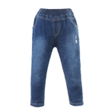 Детские джинсы для мальчиков, демисезонные повседневные брюки для отдыха, осенний ремень, штаны для школьников, подходит для подростков, эластичная талия, детская одежда