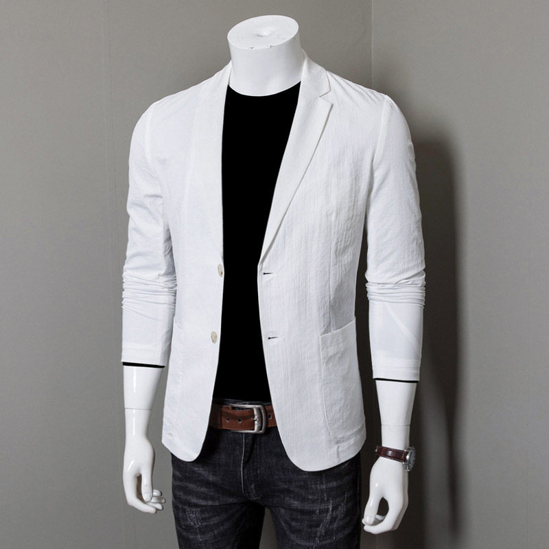 White casual suit coat male spring light breathable fashion trend men little suit Single West coat