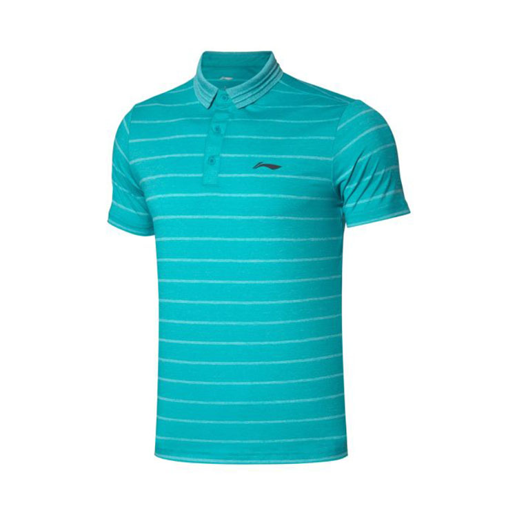 Áo thun nam tay ngắn Li Ning 2019 hè mới đào tạo ve áo đan sọc đơn giản áo sơ mi POLO APLP037 - Áo polo thể thao áo phông polo